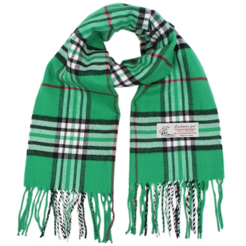 TZ Promise Karierter Kaschmir-Griff, klassischer weicher luxuriöser Winterschal für Herren und Damen, Grün, Einheitsgröße