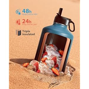 Coolflask-128-oz-Gallon-Water-Bottle-Insulated-with-Straw3-Lids-Water-Jug-Large-Stainless-Steel-Metal-Vacuum-Wide-Mouth-for-Sports-Gym-or-Office-BPA-Free-Keep-Cold-48H-Hot-24H-Samurai-Cyan - Cucciolini Doodles   Coolflask-128-oz-Gallon-Water-Bottle-Insulated-with-Straw3-Lids-Water-Jug-Large-Stainless-Steel-Metal-Vacuum-Wide-Mouth-for-Sports-Gym-or-Office-BPA-Free-Keep-Cold-48H-Hot-24H-Samurai-Cyan