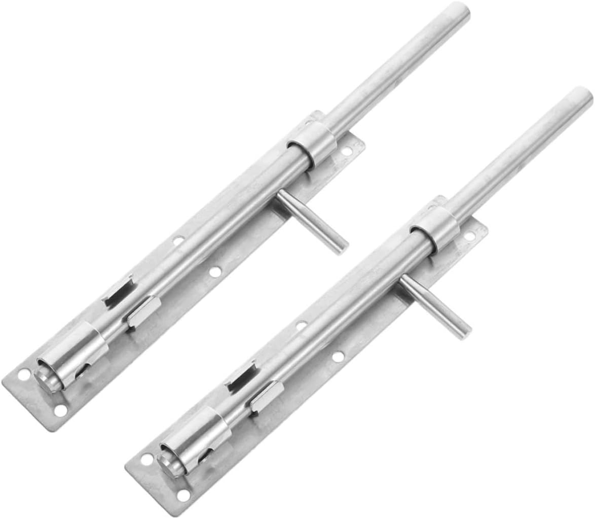 2pcs Heavy Duty Slide Bolt Latch Stainless Steel Gate Lock for Fence Shed Barn Door Security for Single and Double Gates