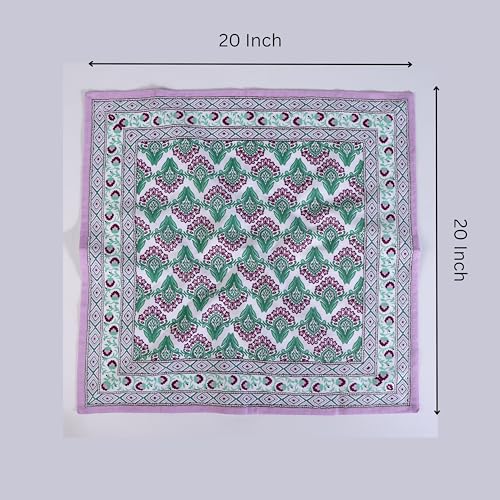 Image of FINGERCRAFT Printed Cloth Napkins Cotton Linen Blend Dinner Table Napkins Perfect for Parties Dinners Weddings Cocktail Christmas Napkins 20x20 Inches (Border Design Orchid)