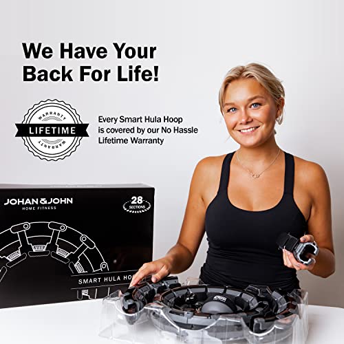 Johan & John Smart Weighted Hula Hoop, Infinity Hoop For Adults Weight Loss, Kids, Plus Size - Fitness & Exercise Ring With 28 Detachable Knots - Scandinavian Design, Carrying Bag Included, Black #TOP2