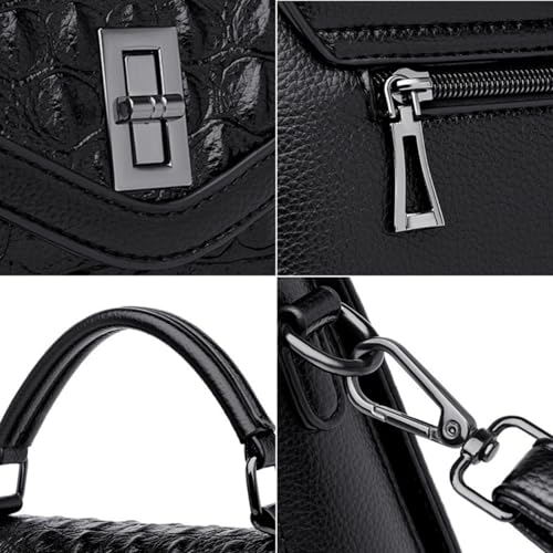 Image of Women Vegan Leather Evening Handbag Crocodile Pattern Handle Clutch Purse Cross Body Envelope Bag