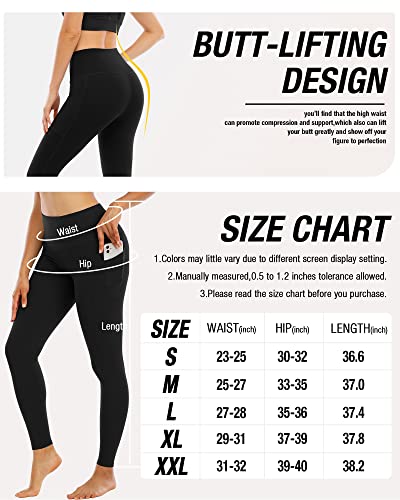 Whouare 2 Pack Women's Fleece Lined Leggings With Pockets,Winter Warm Lined Workout Yoga Pants High Waisted Thermal Tights Black,Nude-M #TOP5