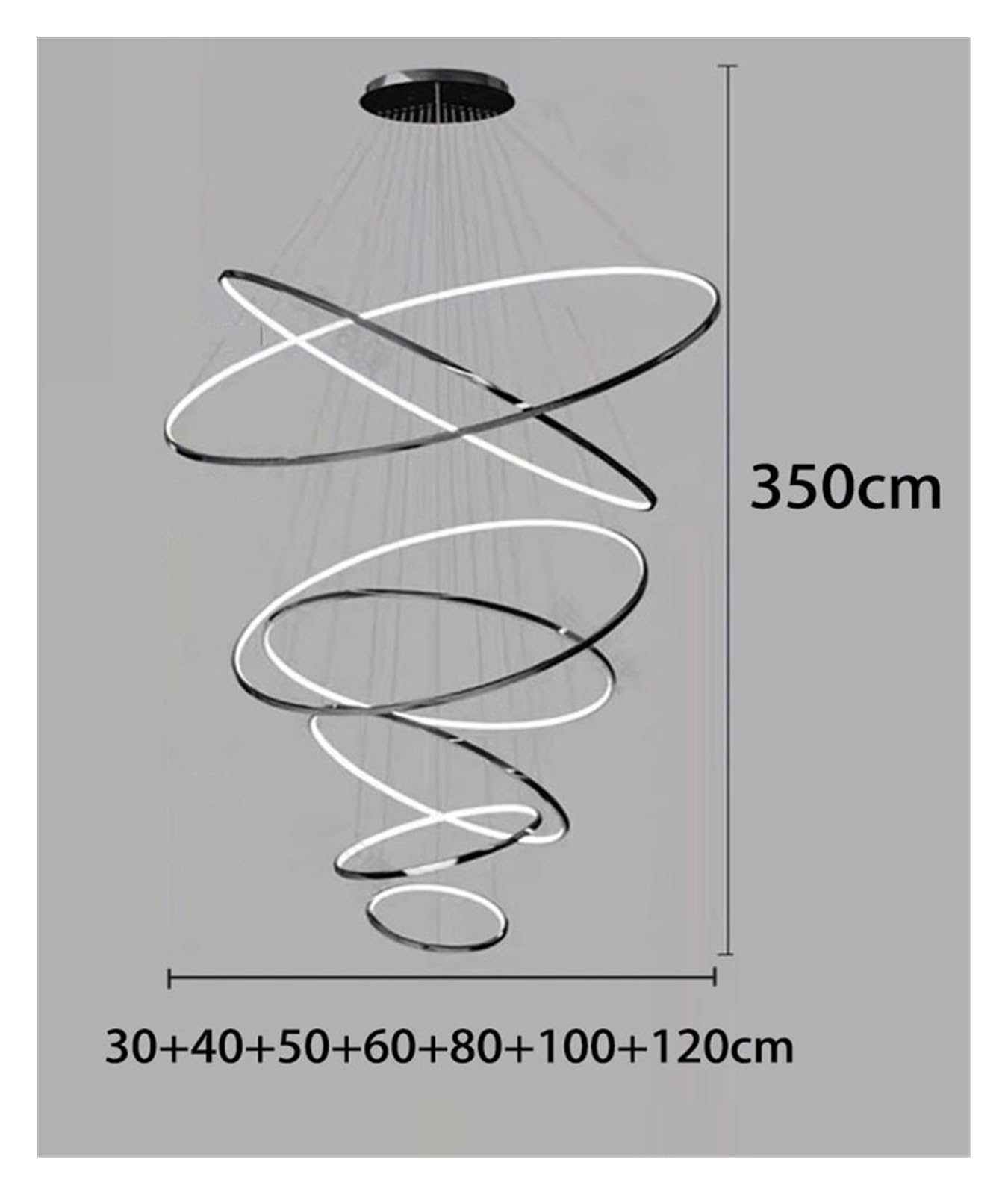 Nowoczesne żyrandole do salonu oświetlenie wewnętrzne lampa sufitowa LED lampy wiszące do lampy (7 pierścieni 345681012, możliwość przyciemniania)