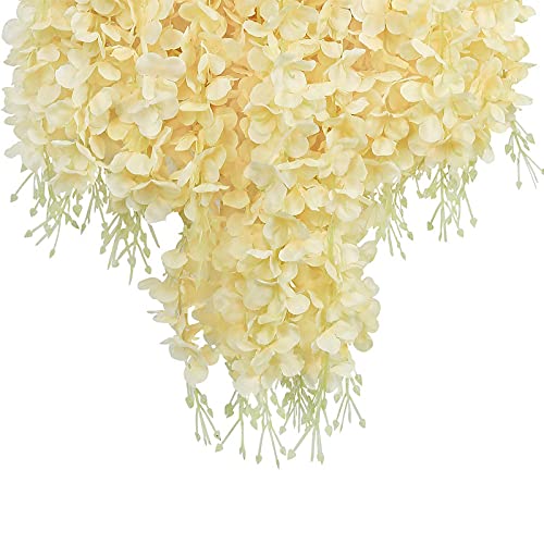 Image of Artificial Hanging Wisteria Flower Vine, Pack of 6, Off White