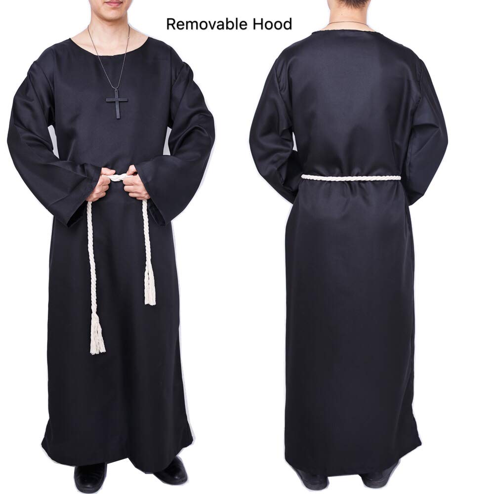 Myir JUN Costume da Monaco Sacerdote Accappatoio Frate Medieval Rinascimentale Saio Ideale per Halloween Carnevale