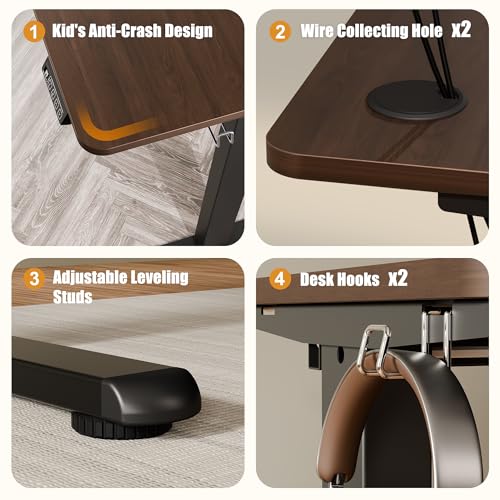 Image of ERGOMAKER Electric Standing Desk 140x60cm (55.1 inchx23.6 inch), Height Adjustable Sit Stand Desk with Splice Board for Home Office, Computer Desk Memory Preset (Black Frame +Black Walnut Desktop)