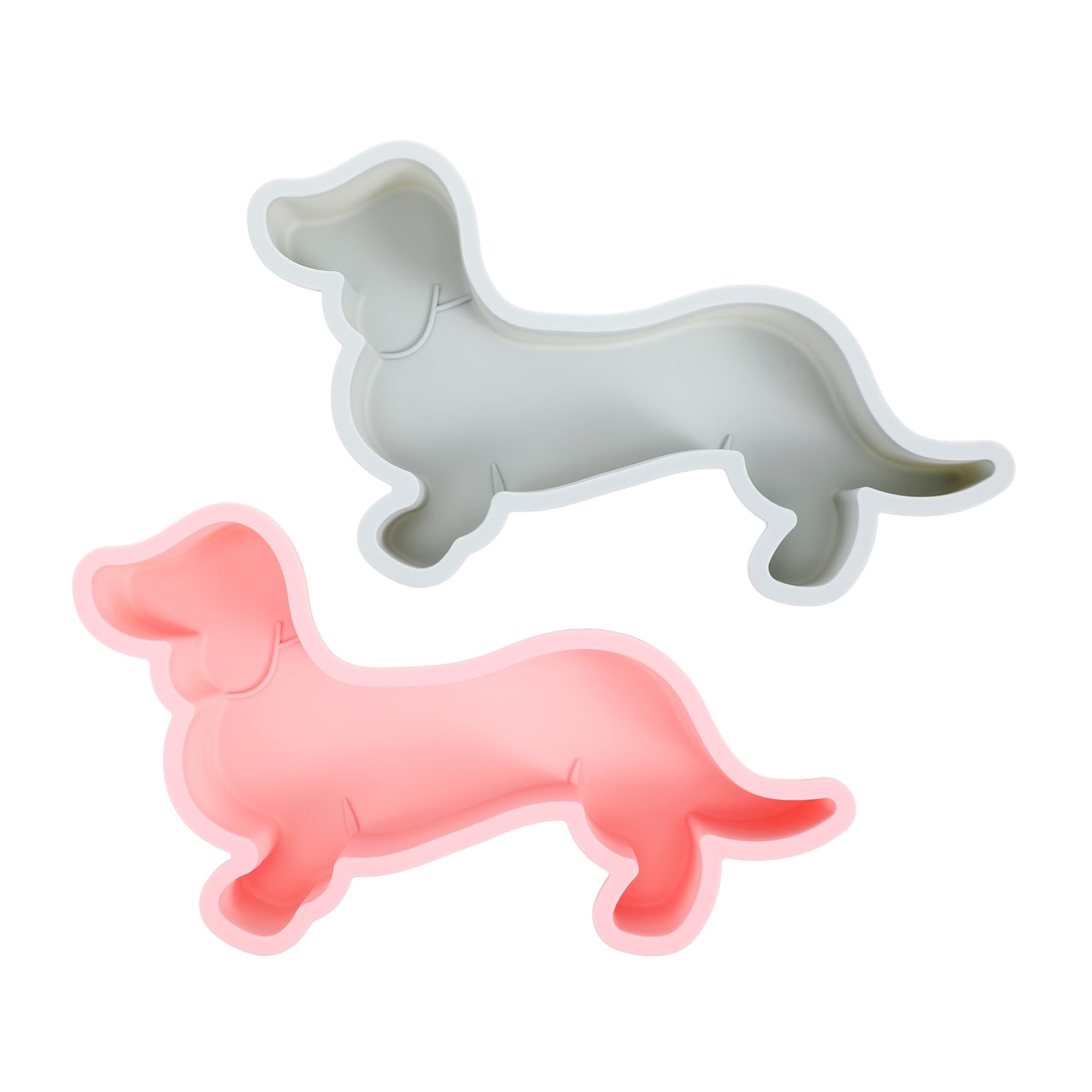 2 Moldes de Silicona Antiadherentes para Chocolate y Pasteles Forma de Perro, Ligeros y Resistentes para Cocina y Cumpleaños, Pack de 2 Piezas Rosa