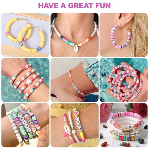 Image of Redtwo 32000 Pcs Clay Beads Bracelet Making Kit, 9 Boxes 192 Colors Friendship Bracelet Kit Flat Polymer Heishi Beads for Jewelry Making, Crafts Gift for Girls Ages 6-12