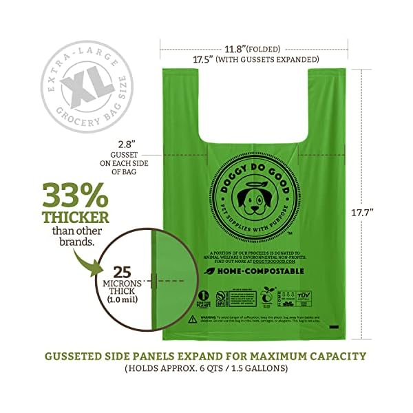 Doggy Do Good Poop Bags | Dog Waste Bags with Handles | Unscented, 38% Vegetable-Based, Thick & Leak Proof, Easy Open | X-Large Size | 90 Count Doggy Do Good Poop Bags | Dog Waste Bags with Handles | Unscented, 38% Vegetable-Based, Thick & Leak Proof, Easy Open | X-Large Size | 90 Count