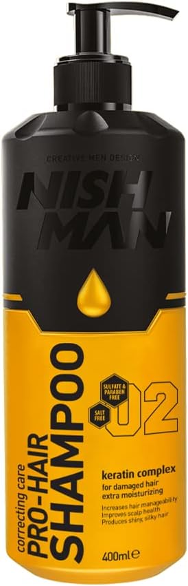 Nishman Pro - Hair Sulphate & Paraben Free Shampoo | Keratin Complex | For Normal to Damaged, Colored & Chemical Treated | Healthy & Thicker Hair | 400 ML