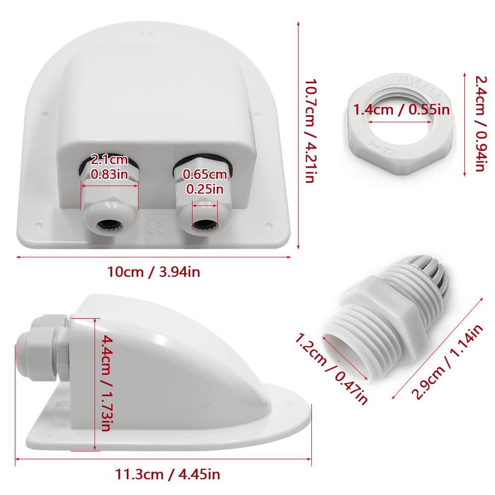 Pezzi Passacavo Solare Impermeabile IP68 Pressacavo Cavo Bianco ABS Doppio Entrata per Camper Pannello Solare