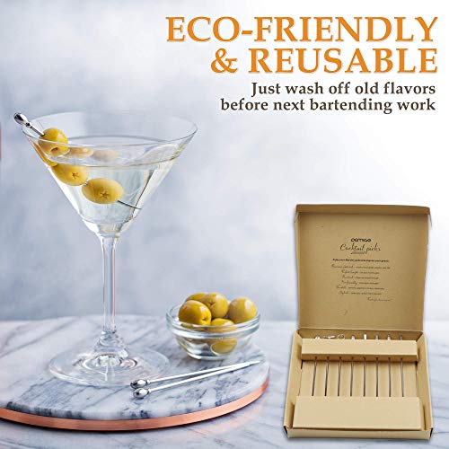 Demigo Cocktail Picks, 8 New Styles Stainless Steel Reusable Olive Stuffers Martini Picks Set Fruit Toothpicks Garnish Skewers Appetizer Drink Stick For Bar Party, Barbeque Snacks, Club Sandwiches #TOP2