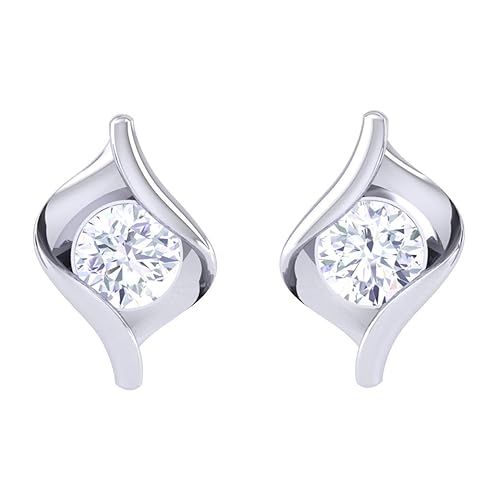 Clara Made with Swarovski Zirconia BIS Hallmarked 92.5 Sterling Silver Platinum Plated Mia Solitaire Earring Gift For Women & Girls