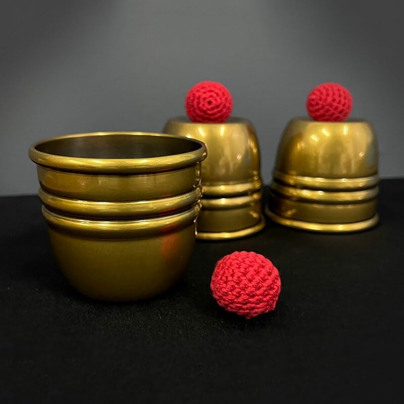 Miniatura 4 de blue-ther Super Copas y Bolas (latónEnvejecido) Trucos de magia Chop Cup Ball Aparecer desaparecer Magia Primer plano Ilusiones Trucos Mentalismo