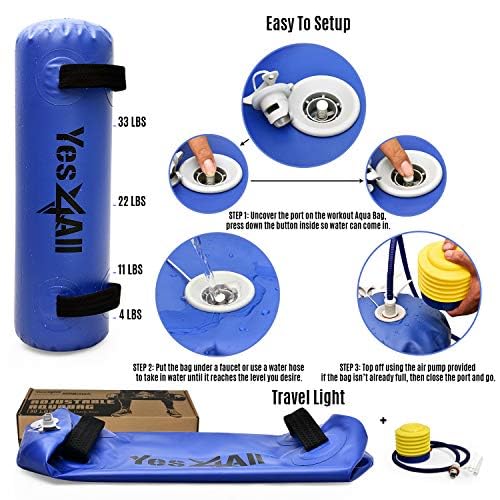 Yes4All Grote aquatassen voor training 36 kg, ultieme watergewichten aquatas, draagbare stabiliteit, fitness, behendigheid, duurzaamheid voor binnen en buiten, donkerblauw