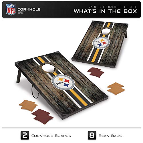 Wild Sports Nfl Pittsburgh Steelers 2' X 3' Mdf Deluxe Cornhole Set - With Corners And Aprons, Team Color #TOP1