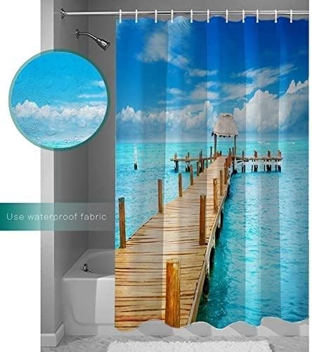 Shower Curtain Liner – Sea Pier Wooden Bridge Shower Curtain Home Bathroom Decor Shower Curtain Christmas Shower Curtain (Size : 152X183cm) (OneColor 152X183cm)