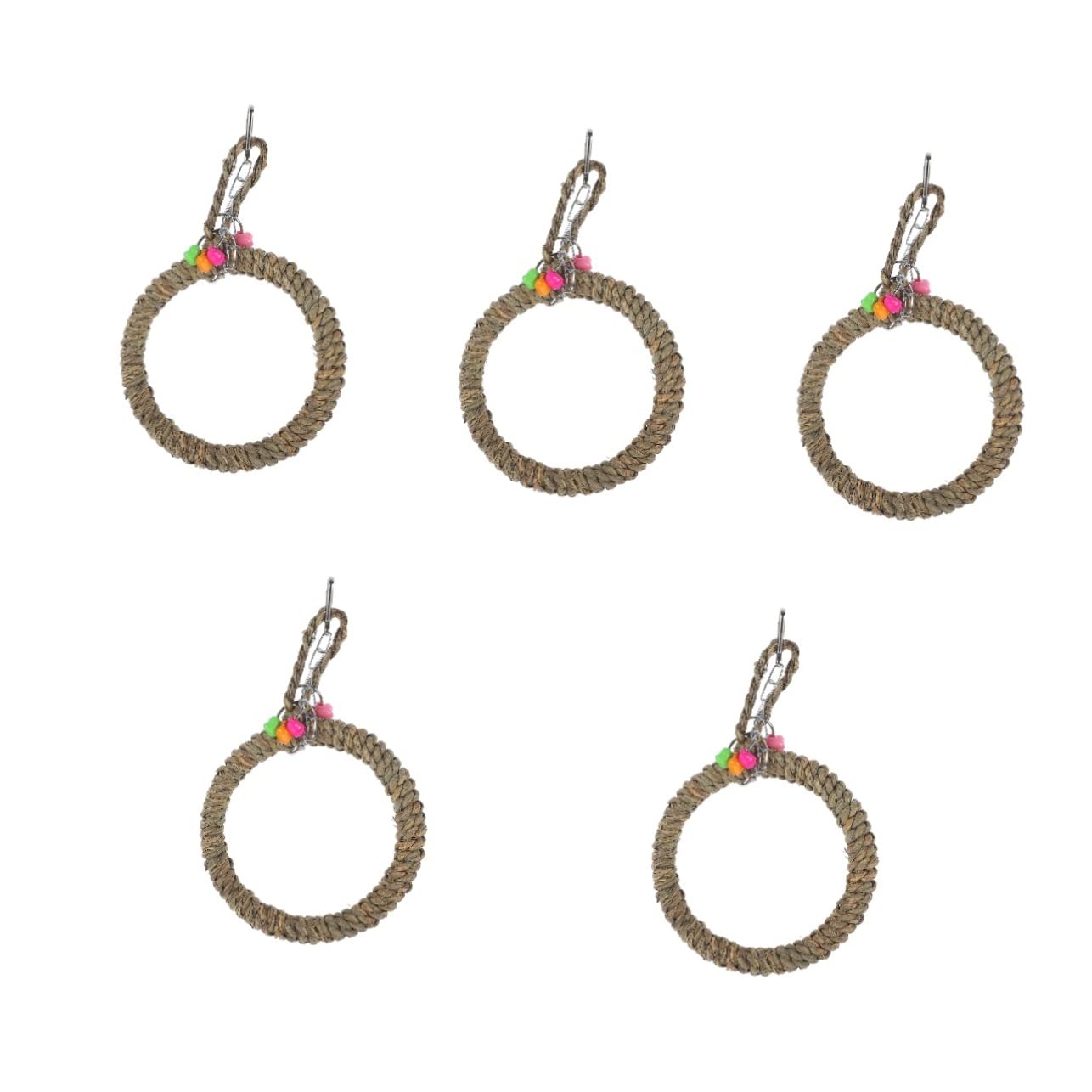POPETPOP 5piezas Perch Stand Colgante para Pájaros Hamaca De Cuerda Natural para Periquitos y Loros Juguete De Verano para Mascotas Soporte Resistente y Duradero