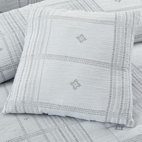 Image of Modern Threads 5-Piece Jacquard Comforter Set, Elena Queen in Grey - Elegant Comforter, 2 Pillow Shams, and 2 Decorative Pillows
