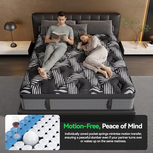 Image of 10 Inch Full Mattress, Hybrid Mattresses in a Box with Pocket Springs & Gel Memory Foam, Medium Firm Breathable Bed Mattress with Edge Support & Motion Isolation, CertiPUR-US Certified