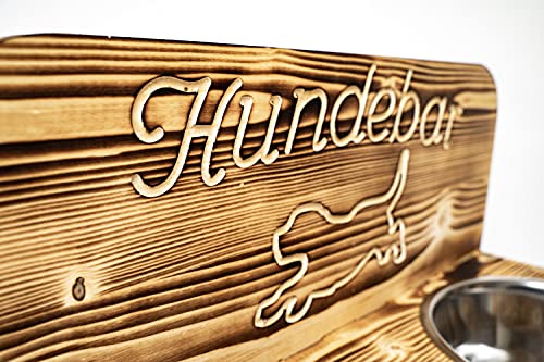 Hundebar M Futterbar inkl. 2X 1600ml Futternapf für Hunde Futterstation | Mit Rückwand für kleine bis mittlere Hunde 1,6L