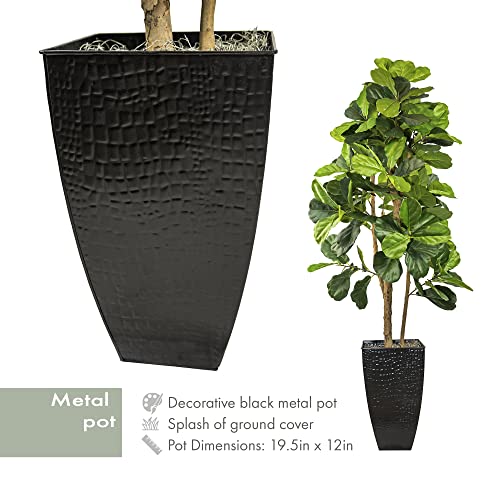 Artificial Fiddle Leaf Fig Tree 6Ft Faux Indoor Floor Tree In Metal Pot - Fake House Plant And Home Décor For Living Room, Office, Kitchen, Or Farmhouse - By Lcg Florals #TOP2