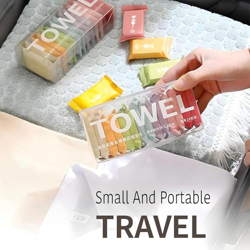 Image of SYSVENT The Future | 14 PCS Pure Cotton Compressed Towels for Travel | Disposable Washcloths for Face & Hands | Thick Portable Dry & Wet Wipes | Reusable Compact Towels