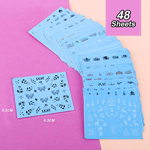 FLOFIA 48 Modelli Adesivi Unghie Natale Natalizi