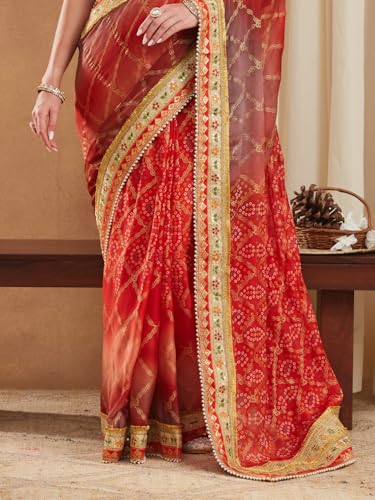 Image of Women's Banarasi Silk With Jacquard Print Saree With Blouse