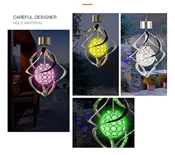 Solar Lights Hanging Landscape Lanterns 7 Color Auto-Changing Solar Wind Chime Lights