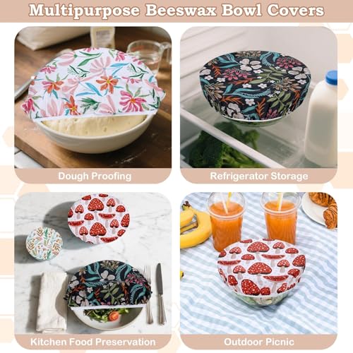 5Pcs Reusable Beeswax Elastic Bowl Covers for Bread Proofing and Food Cover - image 5
