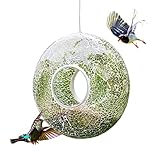 Fly Through Wild Bird Feeder Garden Hanging Bird Feeder Mosaic Circle for Outdoor Decoration,Green