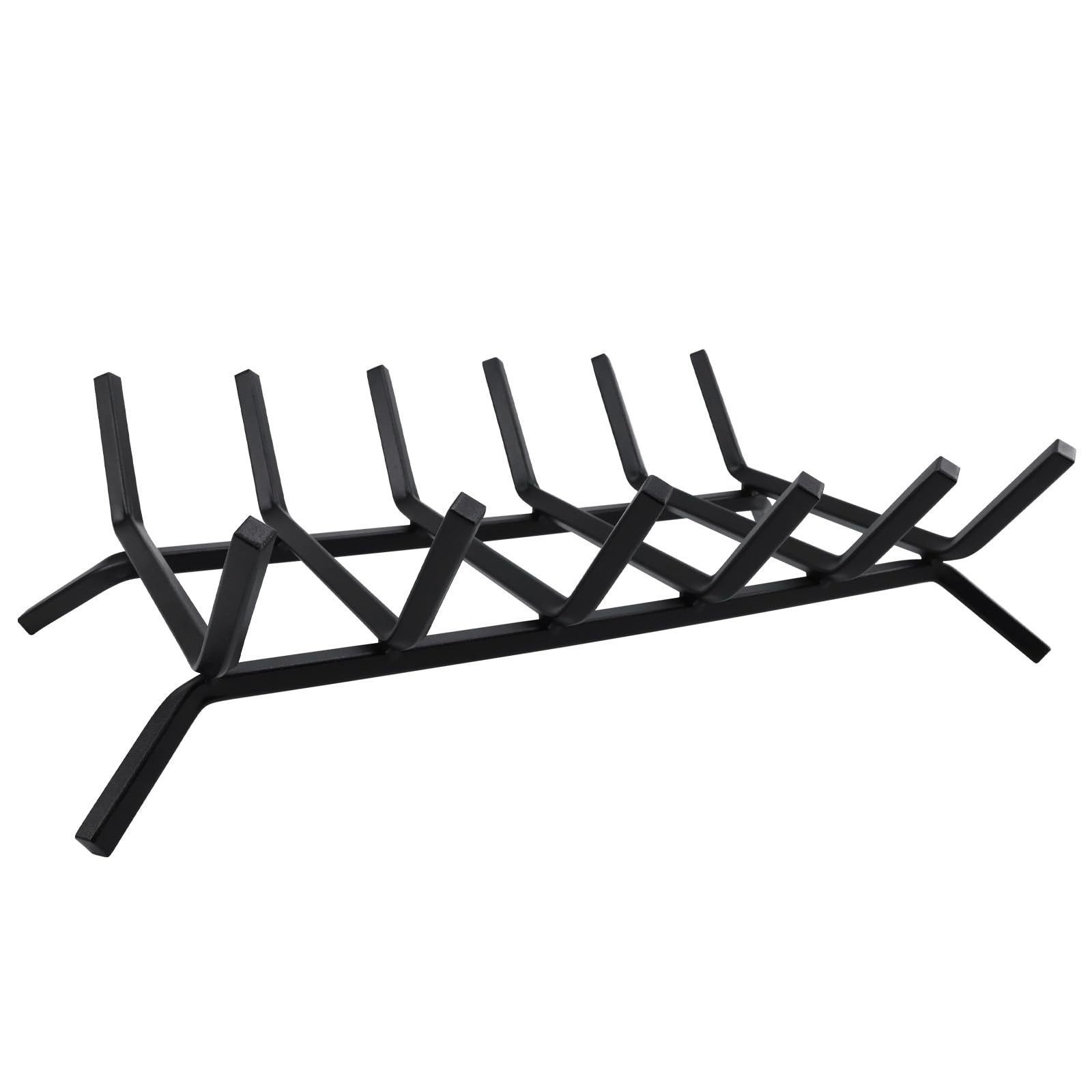 Fireplace Grate Heavy Duty Cast Iron Fireplace Log Holder with 6 Support Bars Firewood Burning Rack Holder for Wood Outdoor Fireplace,Stove Indoor 27inch