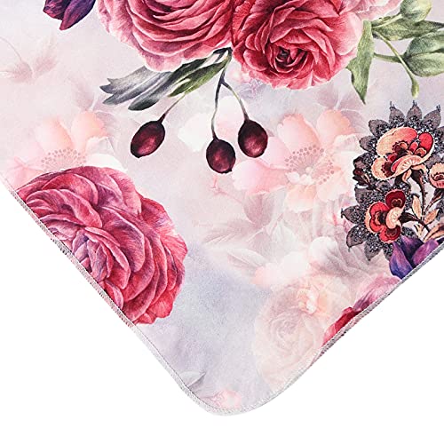 Image of Galabloomer Newborn Receiving Blanket Headband Set Baby Flower Rose Swaddle with Big Bow (Nostalgia Rose)