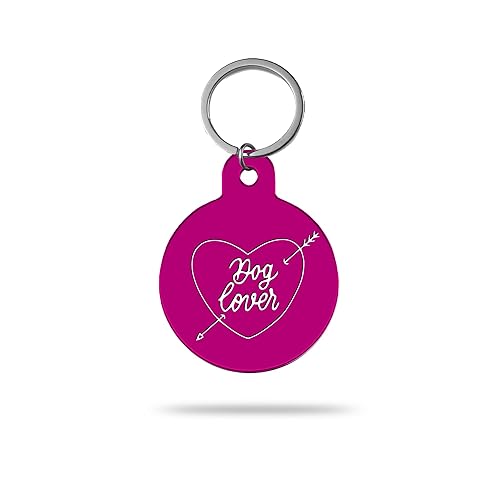 MACOS Engraved Personalised Circle Pet Tag for Dogs and Cats [Pink]
