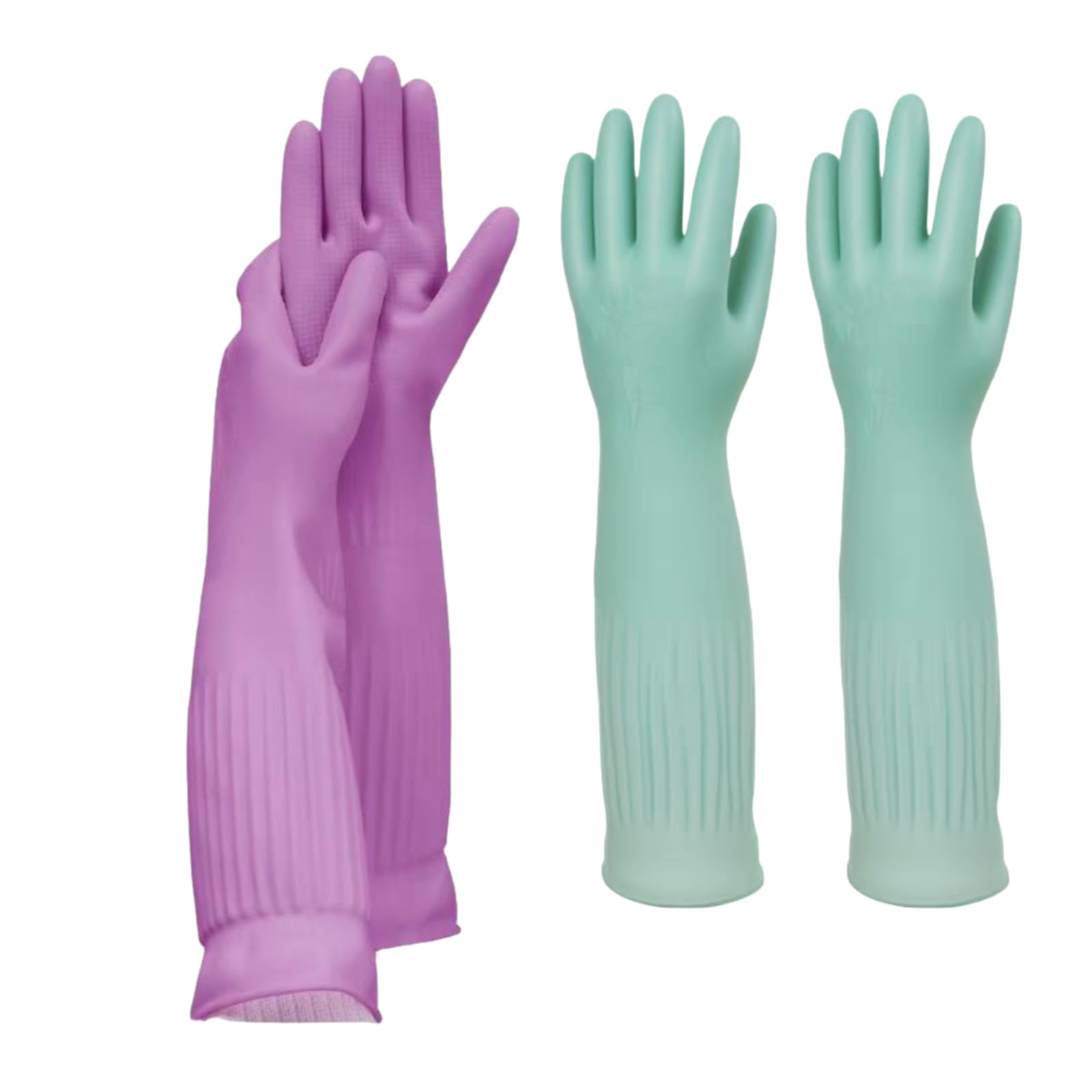 Guantes de goma reutilizables impermeables de 18 pulgadas para limpieza del hogar, guantes de látex antideslizantes de larga duración para hombre (L)