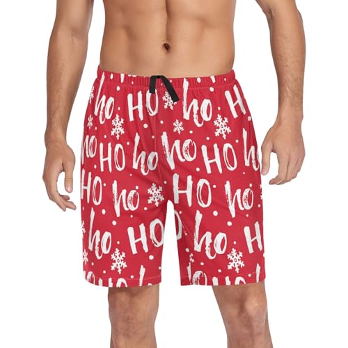 J JOYSAY Christmas Santa Star Pajama shorts Mens Lounge Sleep Shorts Lightweight Men Pajama Bottoms with Pockets Drawstring