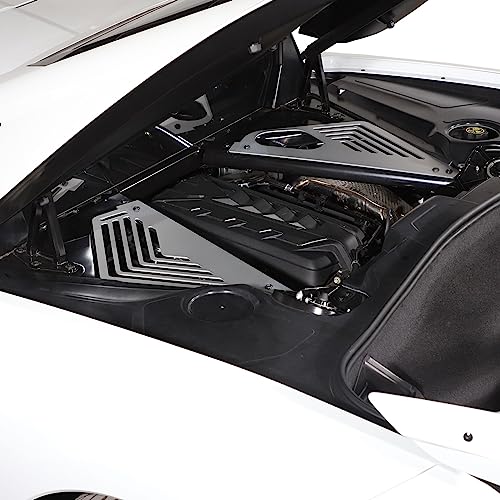 Image of TOYCIDFG Car Engine Bay Panel Cover Left Right Splash Shield Guard for C8 Corvette 2020-2024 Auto Aluminium Interior Body Part Accessories (Silver)