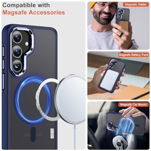 Image of MALEWOLF Magnetic Case for Samsung Galaxy S24+ Plus 5G, Color Match Cover [Compatible with Magsafe] [Military Drop Protection] Anti-Slip Soft TPU Edge Phone Case for Galaxy S24 Plus (Darkblue)