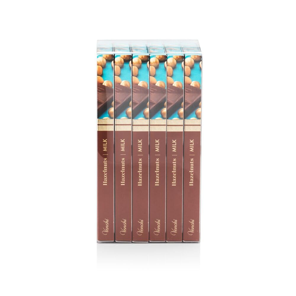 Venchi - Kit de 6 Tabletas Nocciolata con Leche, 570 g, con "Avellana Piamonte" Enteras, Sin Gluten, Sin Colorantes y Sin Conservantes
