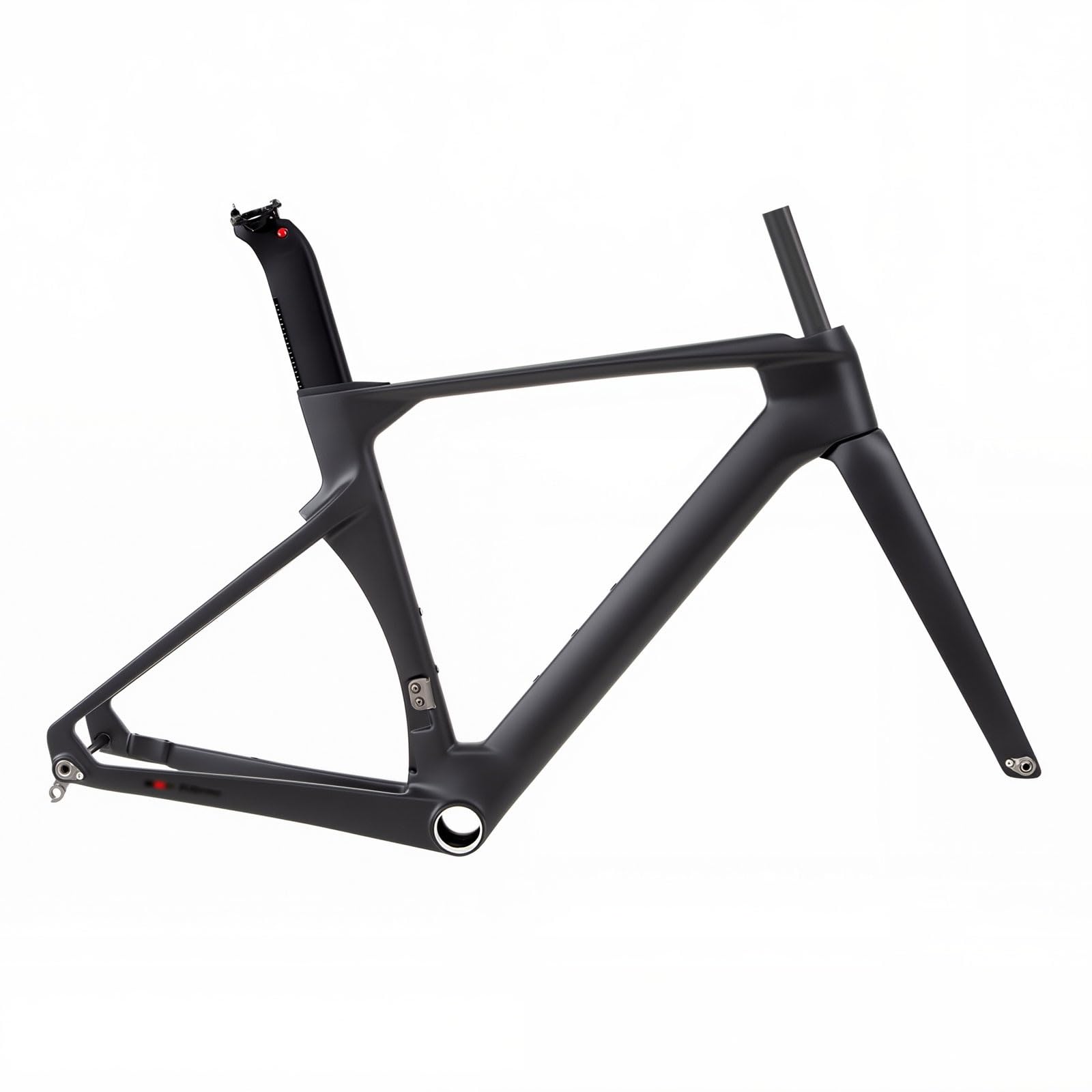 700C Road Bike Frameset 43.5/46/48/50/52/54/56CM Carbon Fiber Road Bikes Frame Breaking Wind Racing Frame Disc Brake Frame F12*100MM R12*142MM Thru-Axle Frame with Fork Internal Routing(Svart,43.5CM)