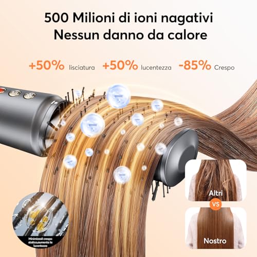 Bopcal Phon Capelli Professionale 5 in 1 - Hair Styler 160000RPM Spazzola Asciugacapelli, Arricciacapelli Automatico, Spazzola Aria Calda con 500 Milioni Ionico per Crespo, Volumizzant, Liscio, Regali - immagine 5