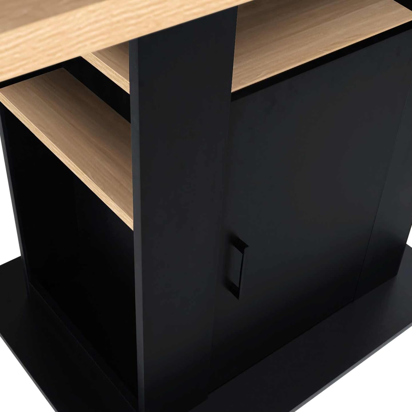 IDMarket - Ilot Central UGO 110 cm Bois Noir et Imitation hêtre avec rangements