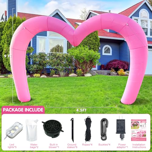 Arche gonflable cœur LED 2,7m rose pour décoration de mariage - 3