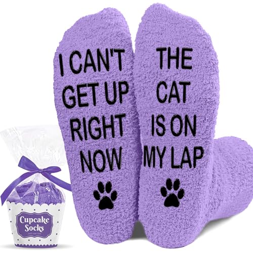 VICRAZY Funny Gifts For Men, Women – Fuzzy Cat Sock For Cat Dad Mom - Christmas Gifts, Stocking Stuffers for cat Lovers