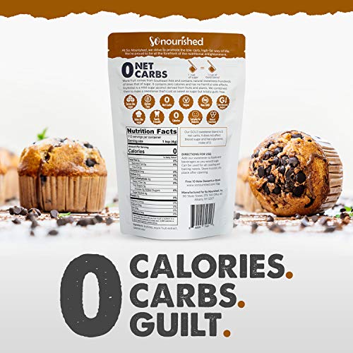 GOLD - Brown Sugar Alternative (1 lb / 16 oz) Substitute 1:1 Sugar Replacement - Monk Fruit Erythritol Sweetener for Low Carb Dieters and Diabetics - No Calorie Sweetener, Non-GMO