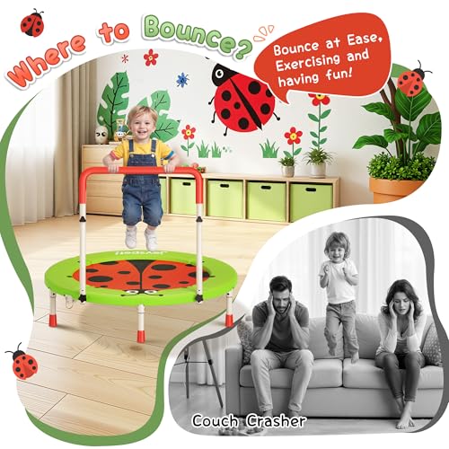 Ladybug 3FT Toddler Trampoline with Adjustable Handle - Image 6