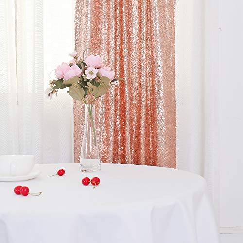 TRLYC 2pcs 2FTX8FT Rose Gold Sequins Backdrop Curtain - Thumbnail 4