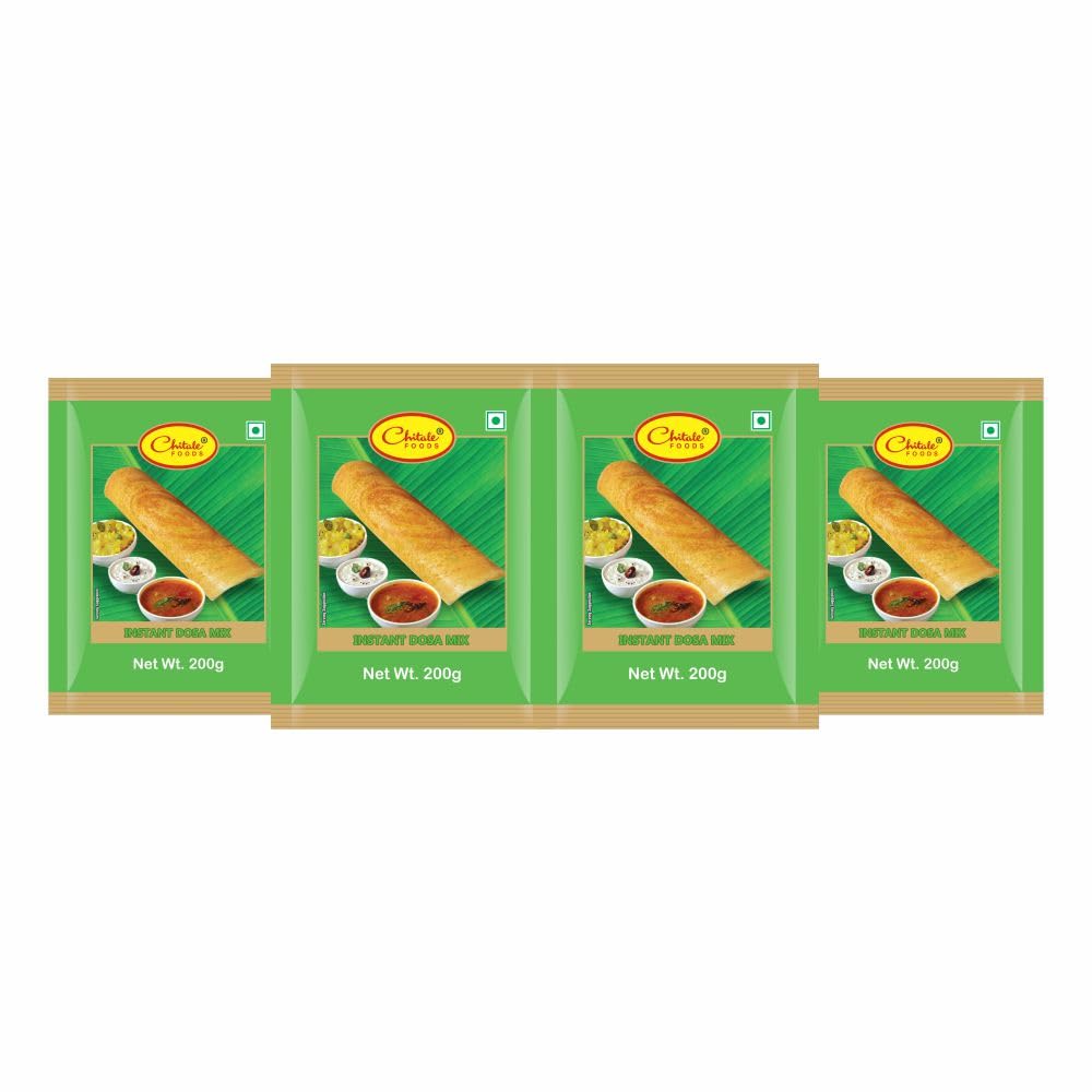 Chitale Dairy Instant Dosa Mix | Crispy & Delicious South Indian Breakfast | 200g Each – Pack of 4 | Quick & Easy to Prepare | Authentic Taste | No Preservatives | Vegetarian